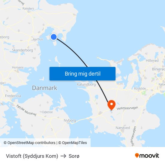 Vistoft (Syddjurs Kom) to Sorø map