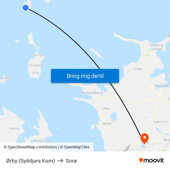 Ørby (Syddjurs Kom) to Sorø map