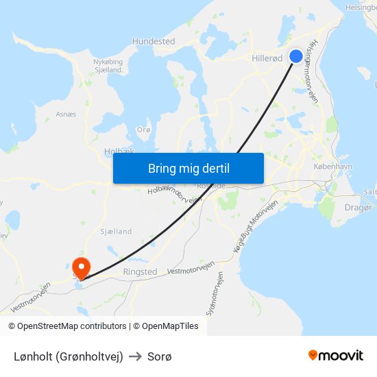 Lønholt (Grønholtvej) to Sorø map