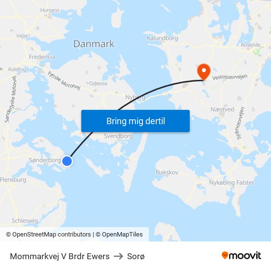 Mommarkvej V Brdr Ewers to Sorø map