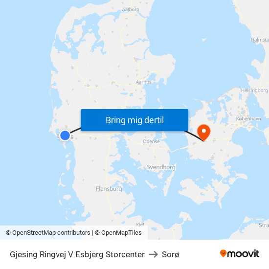 Gjesing Ringvej V Esbjerg Storcenter to Sorø map