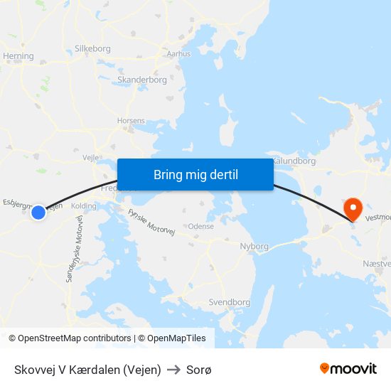 Skovvej V Kærdalen (Vejen) to Sorø map