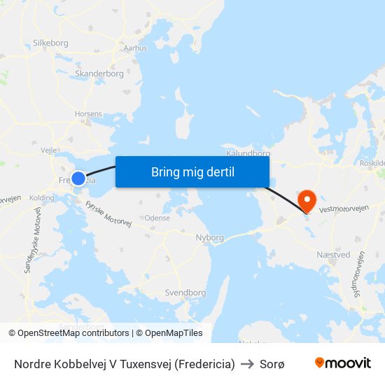 Nordre Kobbelvej V Tuxensvej (Fredericia) to Sorø map