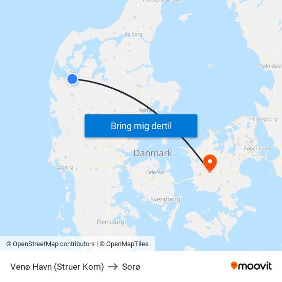 Venø Havn (Struer Kom) to Sorø map