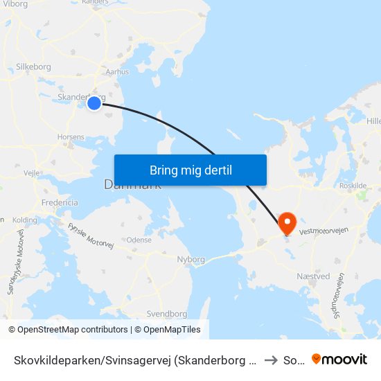 Skovkildeparken/Svinsagervej (Skanderborg Kom) to Sorø map