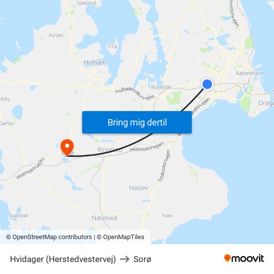 Hvidager (Herstedvestervej) to Sorø map