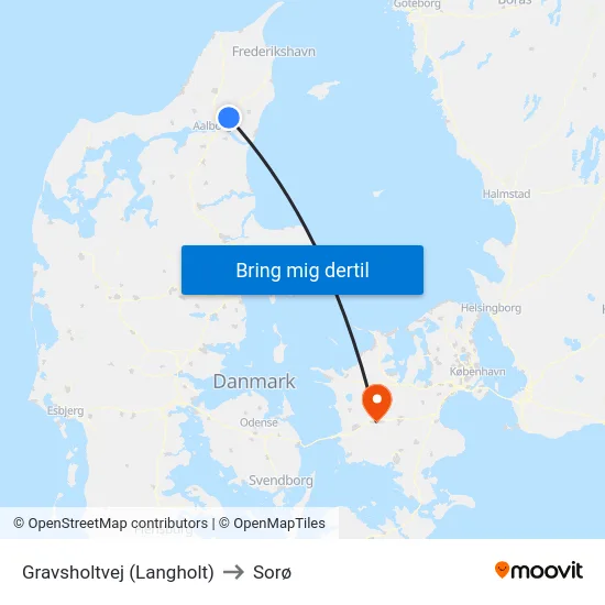 Gravsholtvej (Langholt) to Sorø map