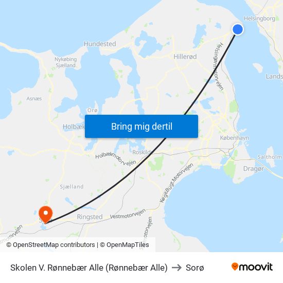 Skolen V. Rønnebær Alle (Rønnebær Alle) to Sorø map