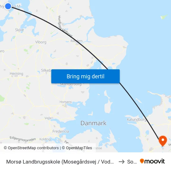 Morsø Landbrugsskole (Mosegårdsvej / Vodstrup) to Sorø map