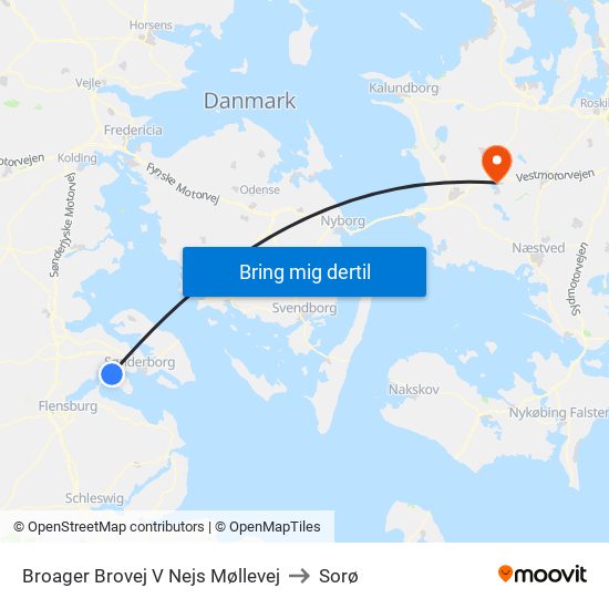 Broager Brovej V Nejs Møllevej to Sorø map