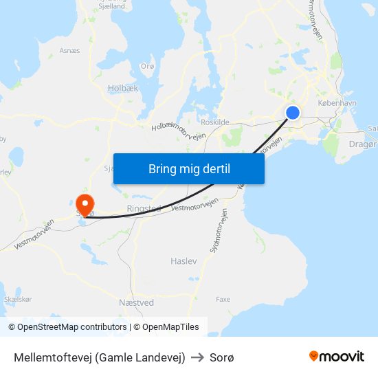 Mellemtoftevej (Gamle Landevej) to Sorø map