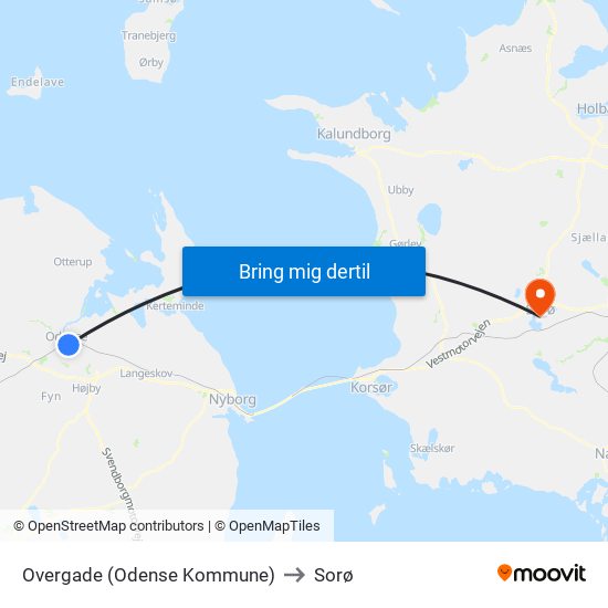 Overgade (Odense Kommune) to Sorø map