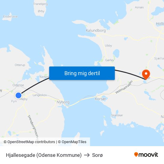 Hjallesegade (Odense Kommune) to Sorø map