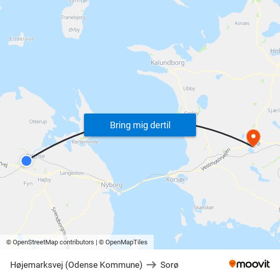 Højemarksvej (Odense Kommune) to Sorø map