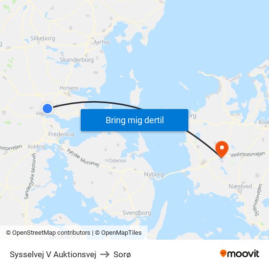 Sysselvej V Auktionsvej to Sorø map