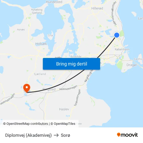 Diplomvej (Akademivej) to Sorø map