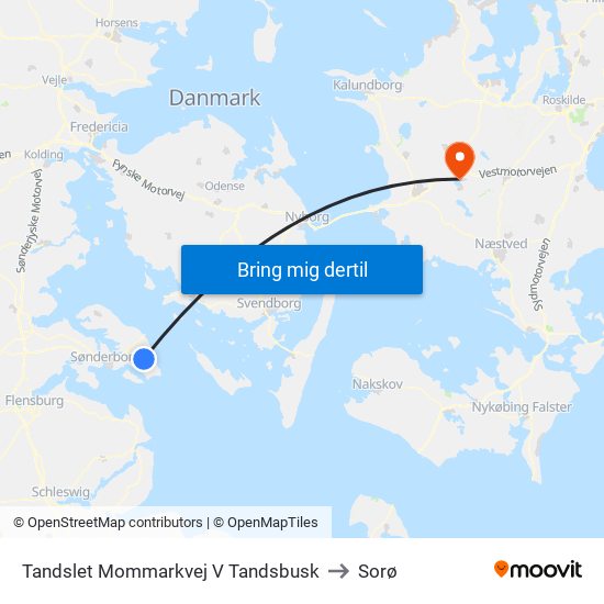 Tandslet Mommarkvej V Tandsbusk to Sorø map