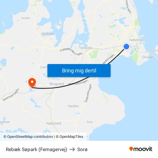 Rebæk Søpark (Femagervej) to Sorø map