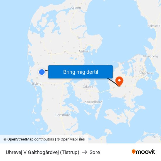 Uhrevej V Galthogårdvej (Tistrup) to Sorø map