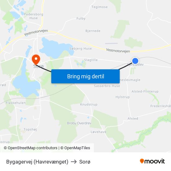 Bygagervej (Havrevænget) to Sorø map