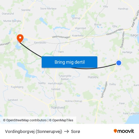Vordingborgvej (Sonnerupvej) to Sorø map