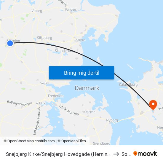 Snejbjerg Kirke/Snejbjerg Hovedgade (Herning Kom) to Sorø map