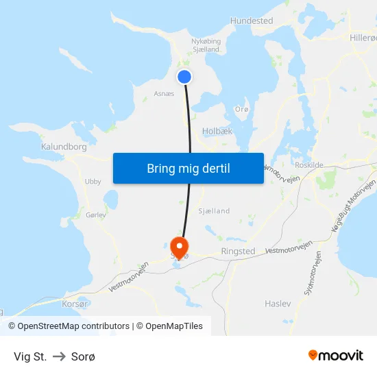 Vig St. to Sorø map