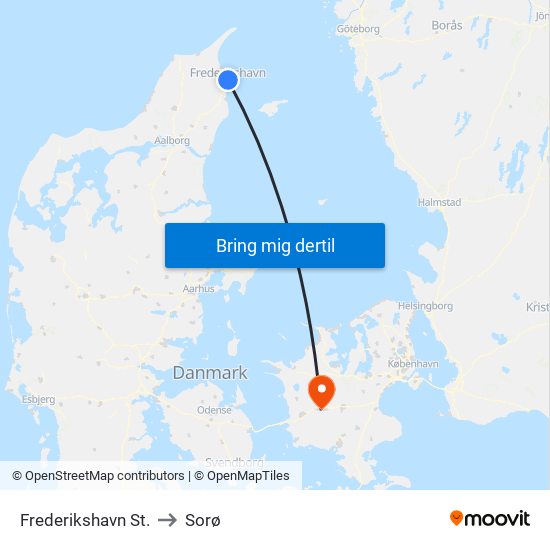 Frederikshavn St. to Sorø map