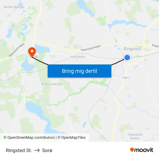 Ringsted St. to Sorø map