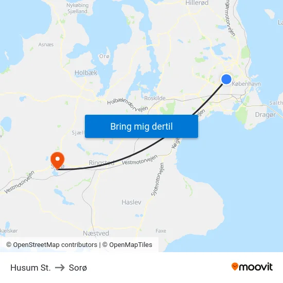 Husum St. to Sorø map