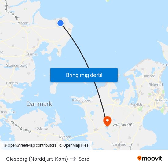 Glesborg (Norddjurs Kom) to Sorø map
