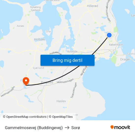 Gammelmosevej (Buddingevej) to Sorø map