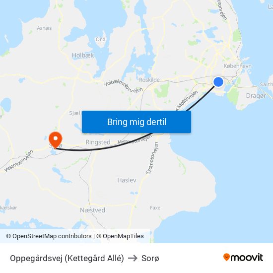 Oppegårdsvej (Kettegård Allé) to Sorø map