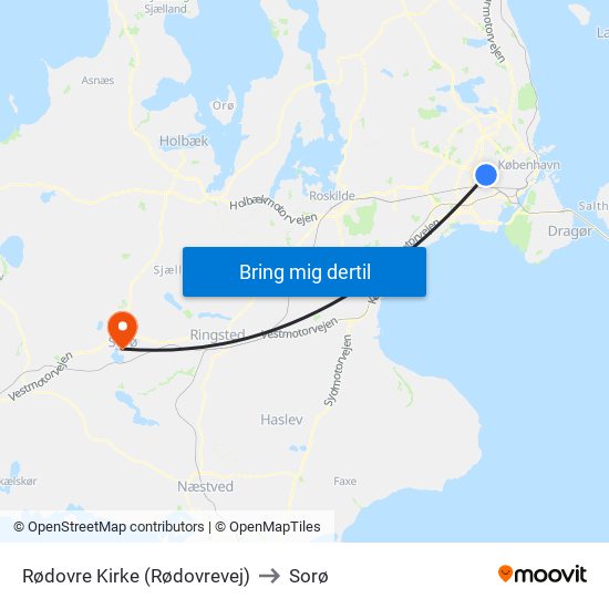 Rødovre Kirke (Rødovrevej) to Sorø map