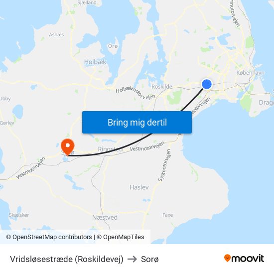 Vridsløsestræde (Roskildevej) to Sorø map