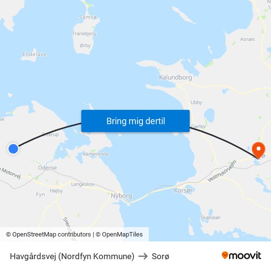 Havgårdsvej (Nordfyn Kommune) to Sorø map