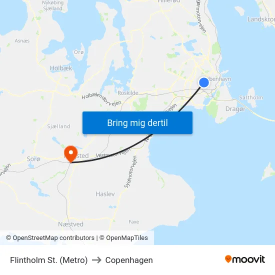 Flintholm St. (Metro) to Copenhagen map