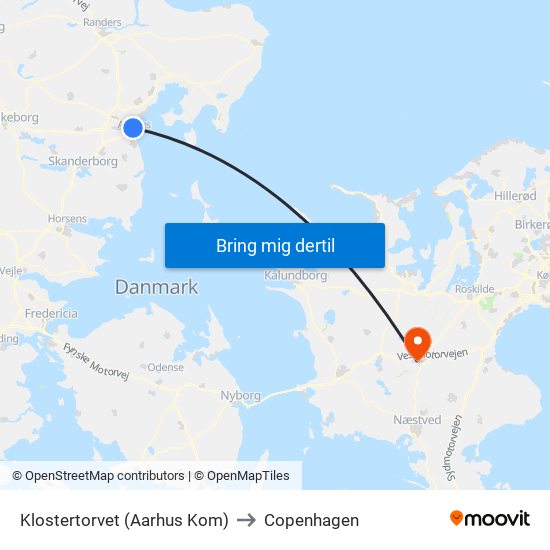 Klostertorvet (Aarhus Kom) to Copenhagen map