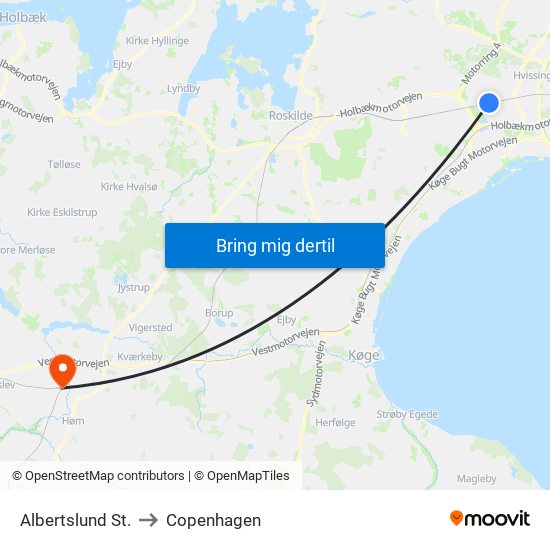 Albertslund St. to Copenhagen map