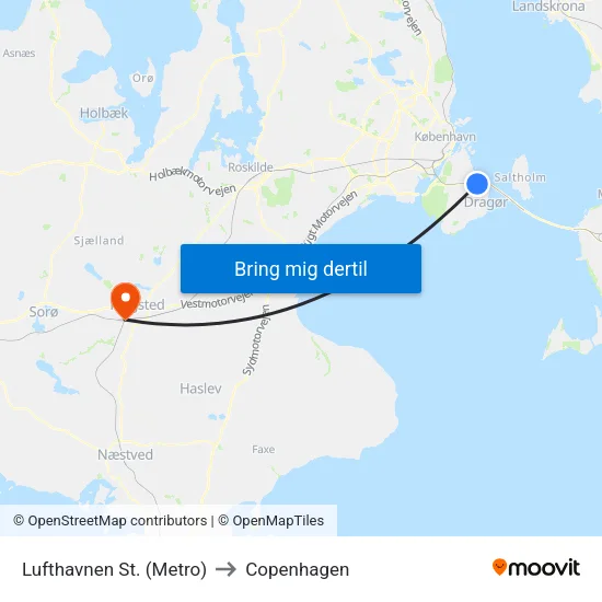 Lufthavnen St. (Metro) to Copenhagen map