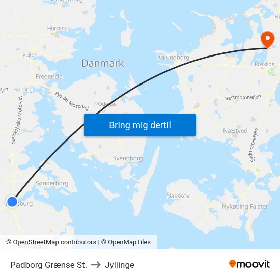 Padborg Grænse St. to Jyllinge map