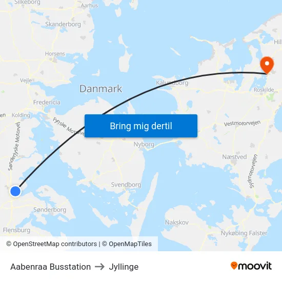 Aabenraa Busstation to Jyllinge map