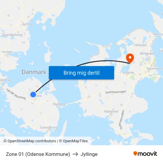 Zone 01 (Odense Kommune) to Jyllinge map