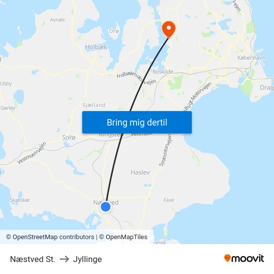 Næstved St. to Jyllinge map