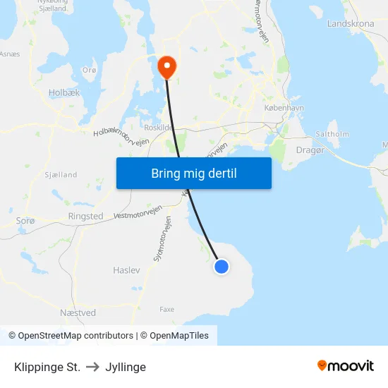 Klippinge St. to Jyllinge map