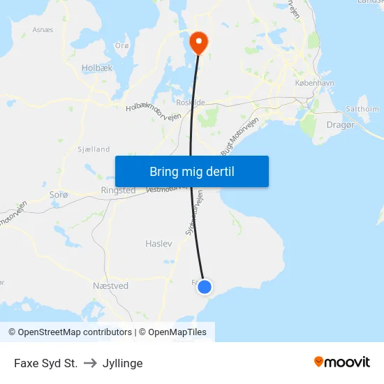Faxe Syd St. to Jyllinge map