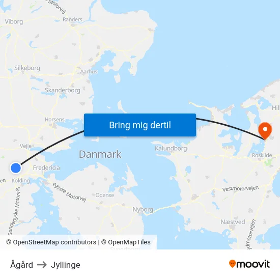 Ågård to Jyllinge map