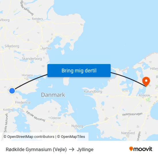 Rødkilde Gymnasium (Vejle) to Jyllinge map