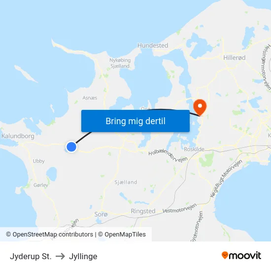 Jyderup St. to Jyllinge map