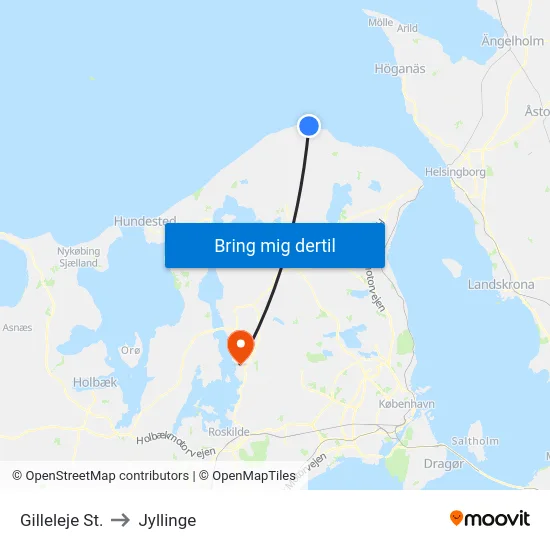 Gilleleje St. to Jyllinge map